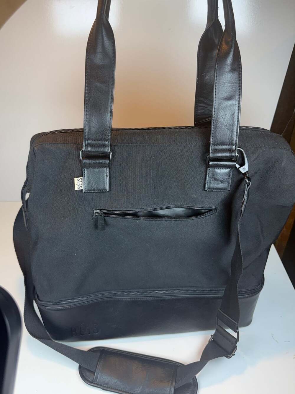 Béis Black Canvas Work Tote Bag